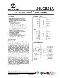 Datasheet 24LC21A-SN manufacturer Microchip